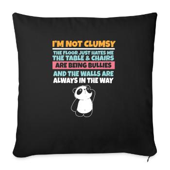 I'm Not Clumsy The Floor Hates Me Foolish Panda - Sofa pillowcase 17,3'' x 17,3'' (45 x 45 cm) - black - Front