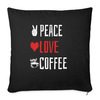 Peace Love Coffee - Heart - Sofa pillowcase 17,3'' x 17,3'' (45 x 45 cm) - black - Front