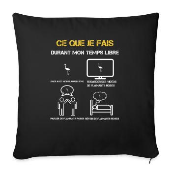 cadeaux temps libre flamand-rose - Housse de coussin décorative 45 x 45 cm - noir - Devant