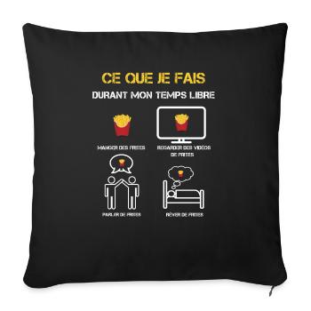 cadeaux temps libre frites - Housse de coussin décorative 45 x 45 cm - noir - Devant