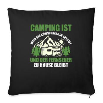 Camper Caravan Motorhome Camping Camping - Sofa pillowcase 17,3'' x 17,3'' (45 x 45 cm) - black - Front