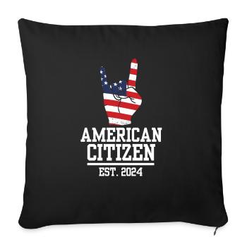American Citizen Est 2024 US Flag Naturalized - Sofa pillowcase 17,3'' x 17,3'' (45 x 45 cm) - black - Front