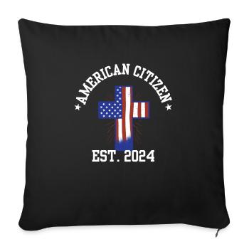 American Citizen Est 2024 US Flag Naturalized - Sofa pillowcase 17,3'' x 17,3'' (45 x 45 cm) - black - Front