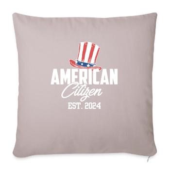 Citoyen américain Est 2024 Drapeau américain naturalisé - Housse de coussin décorative 45 x 45 cm - taupe clair - Devant