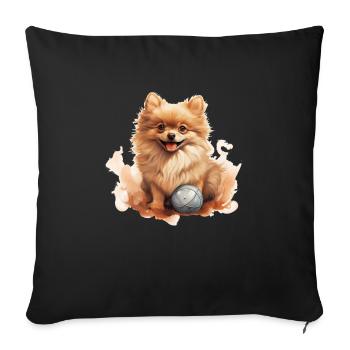 Cute Miniature Pomeranian T Dog Owner Walking - Sofa pillowcase 17,3'' x 17,3'' (45 x 45 cm) - black - Front