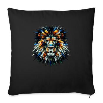 Polygon Art Lions Wildlife Safari Zoo Lion d’Afrique - Housse de coussin décorative 45 x 45 cm - noir - Devant