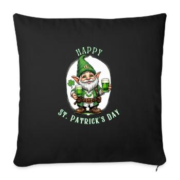 Leprechaun de la Saint-Patrick I Bière verte I - Housse de coussin décorative 45 x 45 cm - noir - Devant