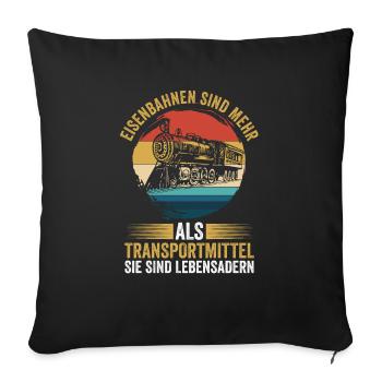 Model Railroad Model Train Train Railroad Railroad Railroad Railroad Model Train Model Train Model T - Sofa pillowcase 17,3'' x 17,3'' (45 x 45 cm) - black - Front