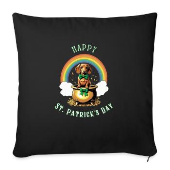 Pot d’or Teckel de la Saint-Patrick - Housse de coussin décorative 45 x 45 cm - noir - Devant