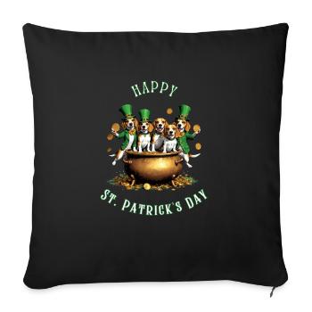 Fête de la Saint-Patrick Beagle I Célébration irlandaise - Housse de coussin décorative 45 x 45 cm - noir - Devant