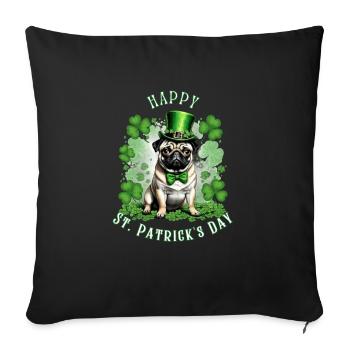 Carlin de la Saint-Patrick I Shamrock Carlin de la Saint-Paddy - Housse de coussin décorative 45 x 45 cm - noir - Devant