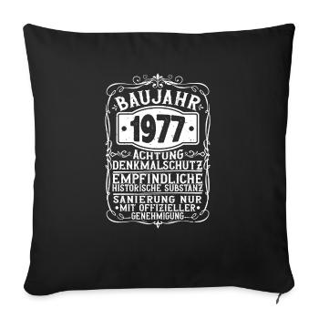 Année de construction 1977 Anniversaire Drôle 1977 millésime - Housse de coussin décorative 45 x 45 cm - noir - Devant