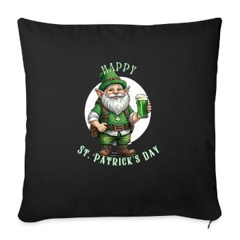 Leprechaun de la Saint-Patrick I Bière verte I - Housse de coussin décorative 45 x 45 cm - noir - Devant