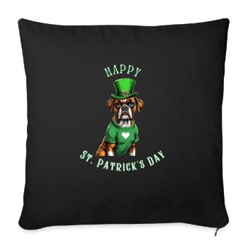 Boxer chien Saint-Patrick je chapeau vert irlandais St - Housse de coussin décorative 45 x 45 cm - noir - Devant