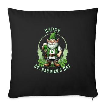 Leprechaun de la Saint-Patrick I Bière verte I - Housse de coussin décorative 45 x 45 cm - noir - Devant