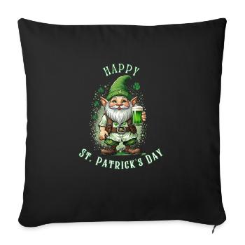 Leprechaun de la Saint-Patrick I Bière verte I - Housse de coussin décorative 45 x 45 cm - noir - Devant