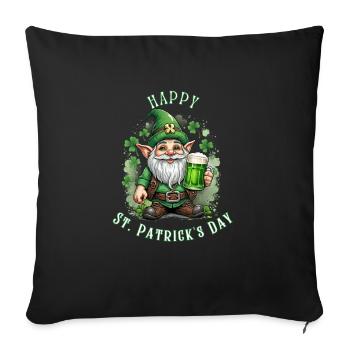 Leprechaun de la Saint-Patrick I Bière verte I - Housse de coussin décorative 45 x 45 cm - noir - Devant