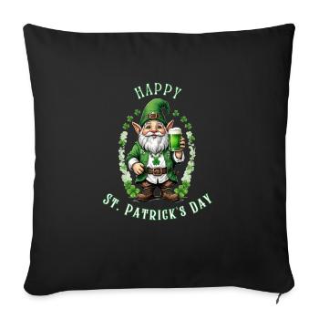 Leprechaun de la Saint-Patrick I Bière verte I - Housse de coussin décorative 45 x 45 cm - noir - Devant