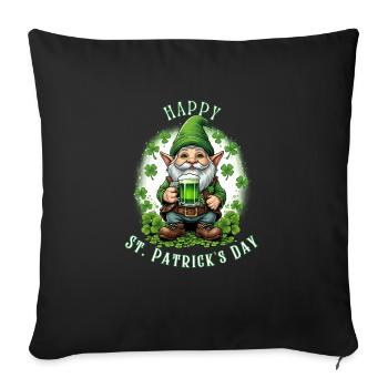Leprechaun de la Saint-Patrick I Bière verte I - Housse de coussin décorative 45 x 45 cm - noir - Devant