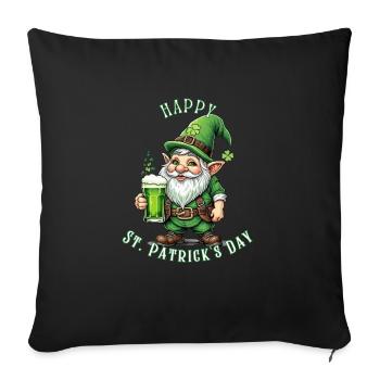 Leprechaun de la Saint-Patrick I Bière verte I - Housse de coussin décorative 45 x 45 cm - noir - Devant