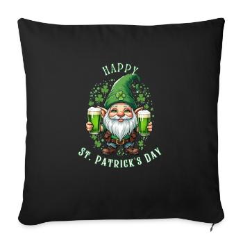 Leprechaun de la Saint-Patrick I Bière verte I - Housse de coussin décorative 45 x 45 cm - noir - Devant