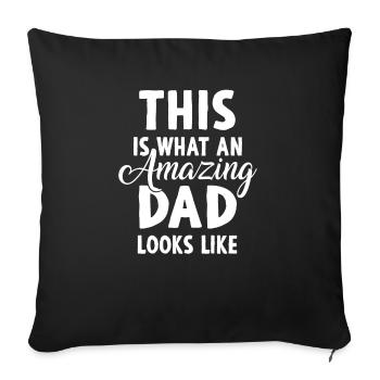 Crazy Dog Mens Meilleur Buckin Papa Jamais Pour Incroyable - Housse de coussin décorative 45 x 45 cm - noir - Devant