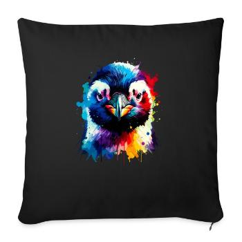 Splash Art coloré pingouin amant pingouins - Housse de coussin décorative 45 x 45 cm - noir - Devant