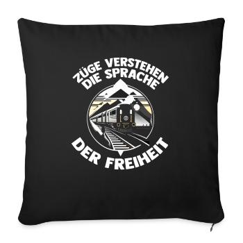 Model Railroad Model Train Train Railroad Railroad Railroad Railroad Model Train Model Train Model T - Sofa pillowcase 17,3'' x 17,3'' (45 x 45 cm) - black - Front