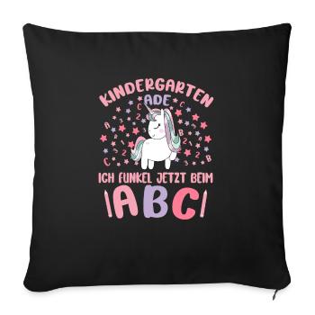 Bye Kindergarten Einhorn Kita Abgänger Mädchen - Sofakissenbezug 45 x 45 cm - Schwarz - Vorne