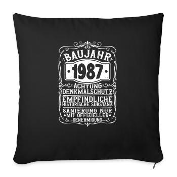 Année de construction 1987 Anniversaire Drôle Millésime 1987 - Housse de coussin décorative 45 x 45 cm - noir - Devant