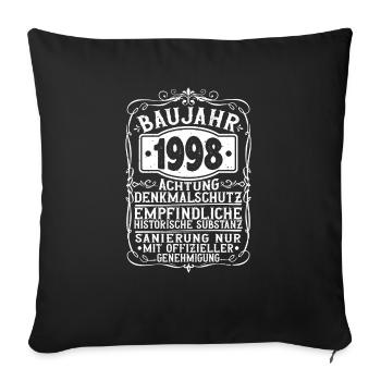 Year of construction 1998 Birthday Lustig 1998 vintage - Sofa pillowcase 17,3'' x 17,3'' (45 x 45 cm) - black - Front