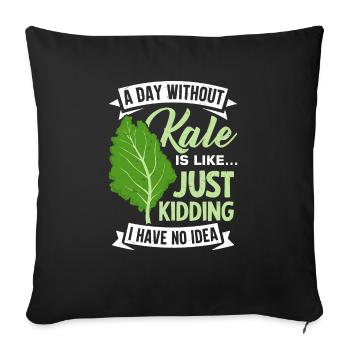 Véganisme végétarien au chou frisé - Housse de coussin décorative 45 x 45 cm - noir - Devant