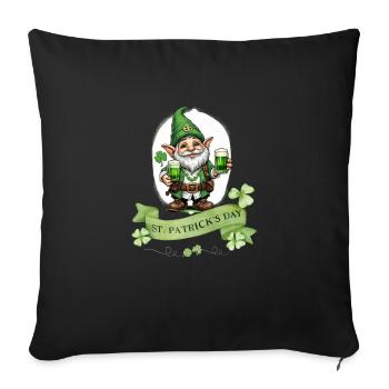 Leprechaun de la Saint-Patrick I Bière verte I - Housse de coussin décorative 45 x 45 cm - noir - Devant