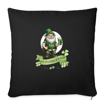 Leprechaun de la Saint-Patrick I Bière verte I - Housse de coussin décorative 45 x 45 cm - noir - Devant