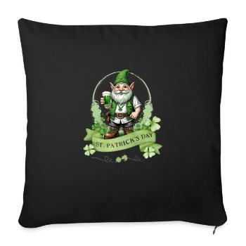 Leprechaun de la Saint-Patrick I Bière verte I - Housse de coussin décorative 45 x 45 cm - noir - Devant