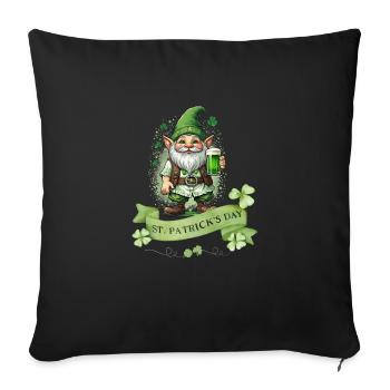 Leprechaun de la Saint-Patrick I Bière verte I - Housse de coussin décorative 45 x 45 cm - noir - Devant