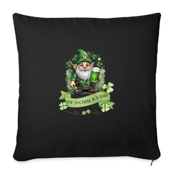 Leprechaun de la Saint-Patrick I Bière verte I - Housse de coussin décorative 45 x 45 cm - noir - Devant