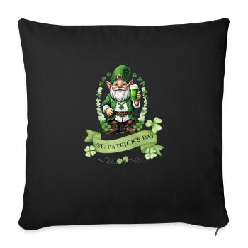 Leprechaun de la Saint-Patrick I Bière verte I - Housse de coussin décorative 45 x 45 cm - noir - Devant