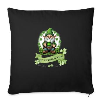 Leprechaun de la Saint-Patrick I Bière verte I - Housse de coussin décorative 45 x 45 cm - noir - Devant
