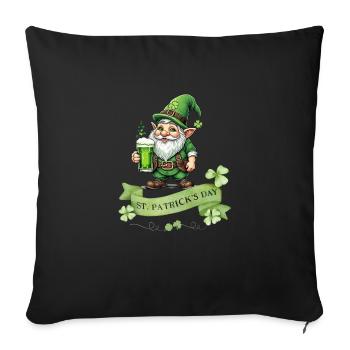 Leprechaun de la Saint-Patrick I Bière verte I - Housse de coussin décorative 45 x 45 cm - noir - Devant