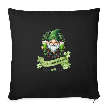 Leprechaun de la Saint-Patrick I Bière verte I - Housse de coussin décorative 45 x 45 cm - noir - Devant