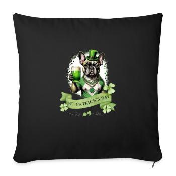 Bouledogue français de la Saint-Patrick I St. Paddy’s - Housse de coussin décorative 45 x 45 cm - noir - Devant