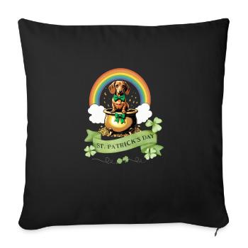 Pot d’or Teckel de la Saint-Patrick - Housse de coussin décorative 45 x 45 cm - noir - Devant