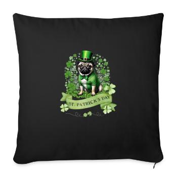 Carlin de la Saint-Patrick I Shamrock Carlin de la Saint-Paddy - Housse de coussin décorative 45 x 45 cm - noir - Devant
