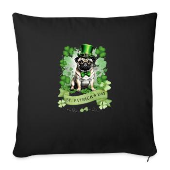 Carlin de la Saint-Patrick I Shamrock Carlin de la Saint-Paddy - Housse de coussin décorative 45 x 45 cm - noir - Devant