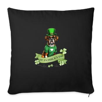 Boxer chien Saint-Patrick je chapeau vert irlandais St - Housse de coussin décorative 45 x 45 cm - noir - Devant