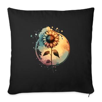 Sunflower with stem drawn - Sofa pillowcase 17,3'' x 17,3'' (45 x 45 cm) - black - Front
