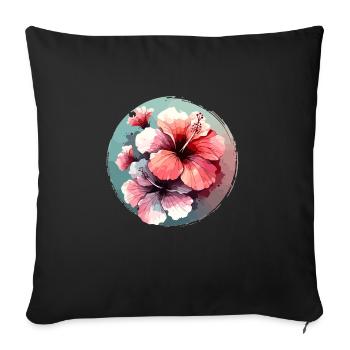 Hibiscus Drawn - Sofa pillowcase 17,3'' x 17,3'' (45 x 45 cm) - black - Front