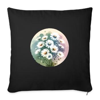 Gänseblümchen gezeichnet - Sofakissenbezug 45 x 45 cm - Schwarz - Vorne