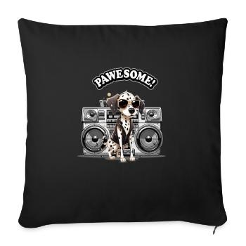 "PAWESOME!" Dalmatiner / Hund / Radio - Sofakissenbezug 45 x 45 cm - Schwarz - Vorne